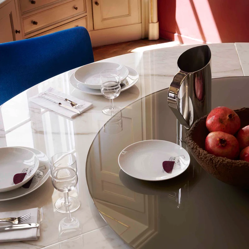Porcelain Dinner Plate Set SERVICE PRUNIER, designed by Richard Ginori for Cassina