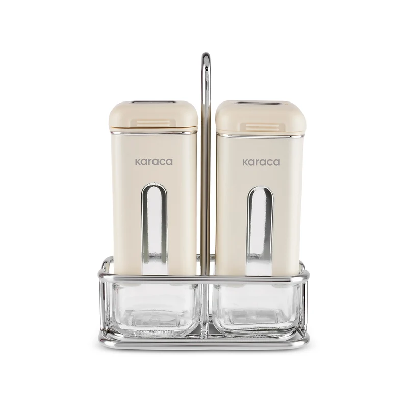 Karaca Luminous, 3-teiliger Salz- und Pfefferstreuer, Creme