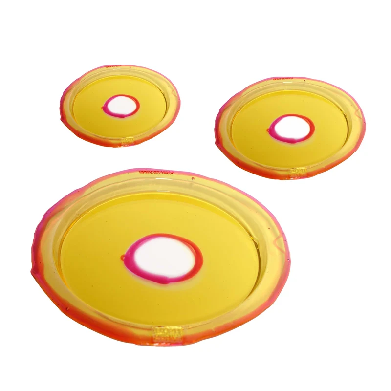 Resin Round Tray TRY-TRAY Yellow Set of Three by Gaetano Pesce for Fish Design