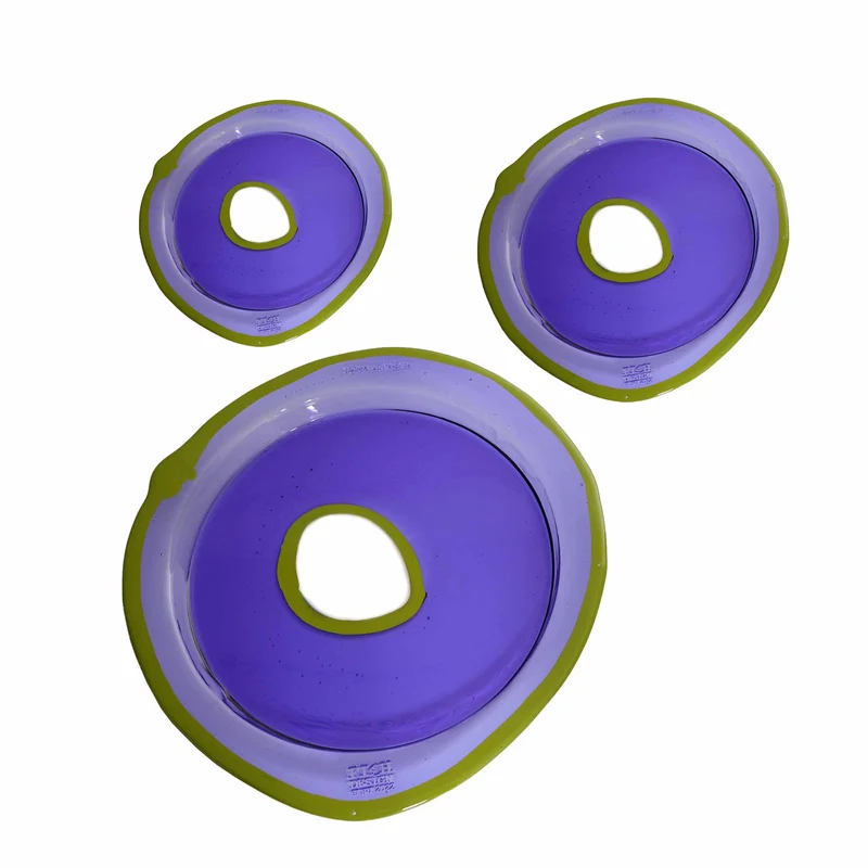 Resin Round Tray TRY-TRAY Purple Set of Three by Gaetano Pesce for Fish Design