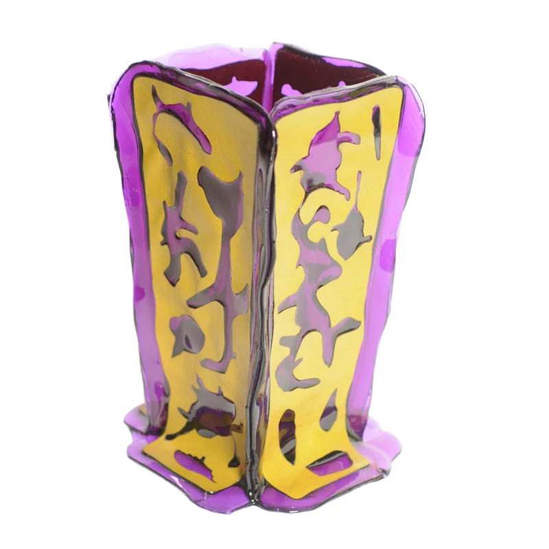 Leather and Resin Vase MULATO M by Fratelli Campana for NativoCampana