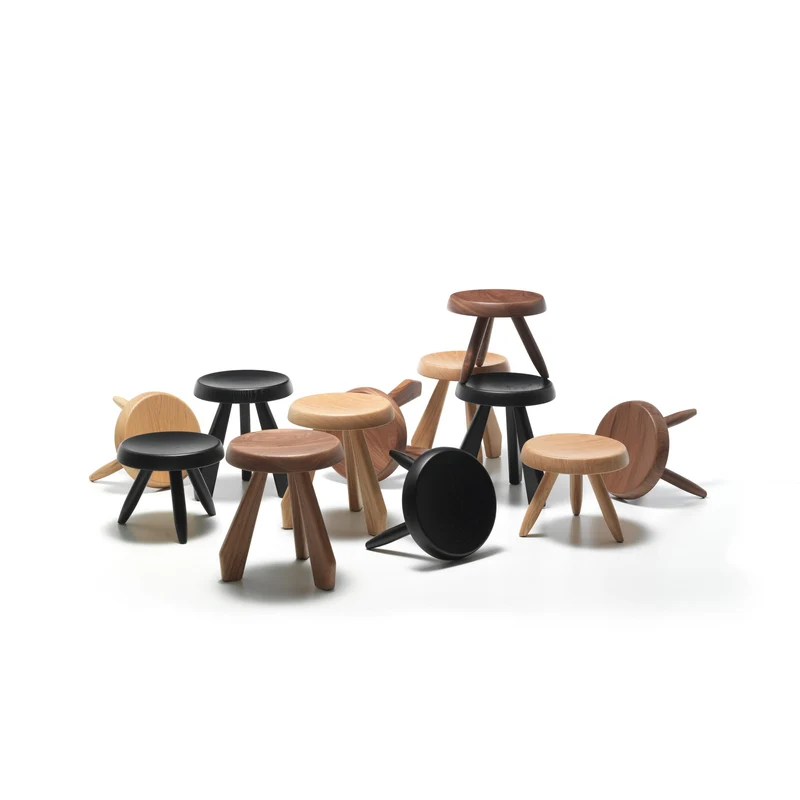 Wood Stool TABOURET MERIBEL, designed by Charlotte Perriand for Cassina
