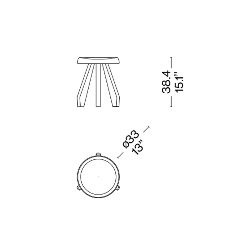 Wood Stool TABOURET MERIBEL, designed by Charlotte Perriand for Cassina