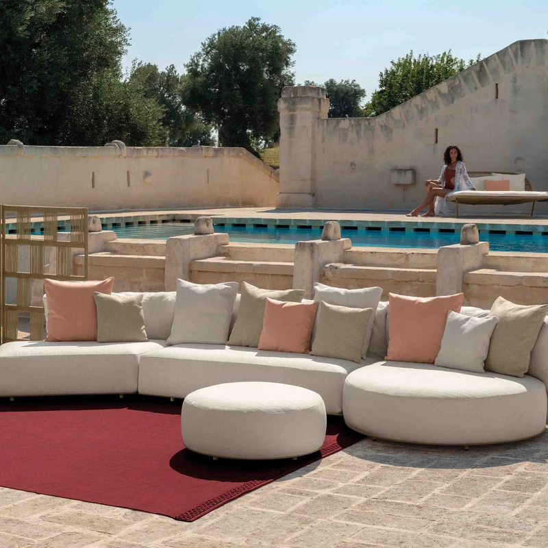 Outdoor Fabric Pouf SCACCO by Ludovica + Roberto Palomba for Talenti