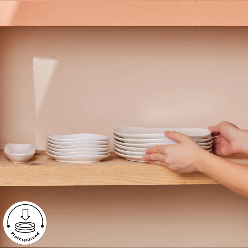 Karaca Stream Bone Middle 34-teiliges Frühstücksset für 6 Personen – Weiß