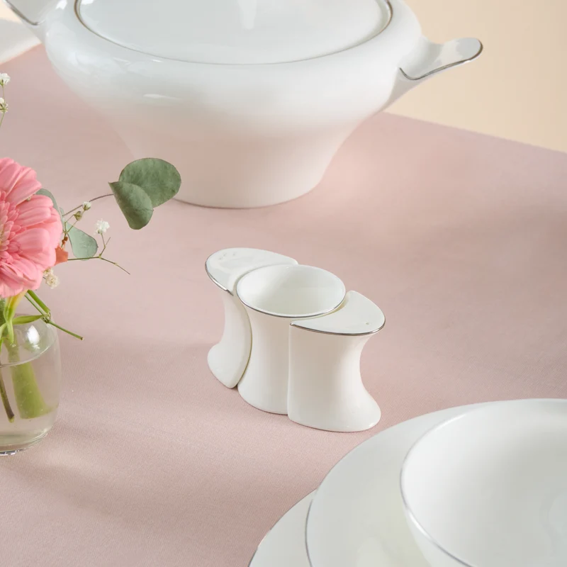 Karaca Fine Pearl Extra Argento 55-Teiliges Tafelservice Für 12 Personen, Platin