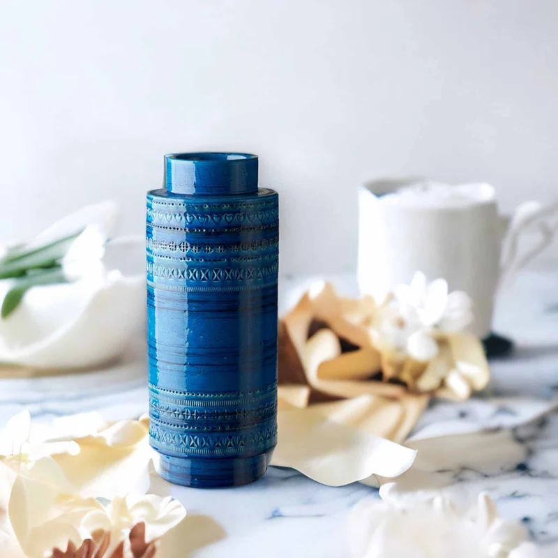 Ceramic Vase VASO ROCCHETTO Blue by Aldo Londi for Bitossi Ceramiche