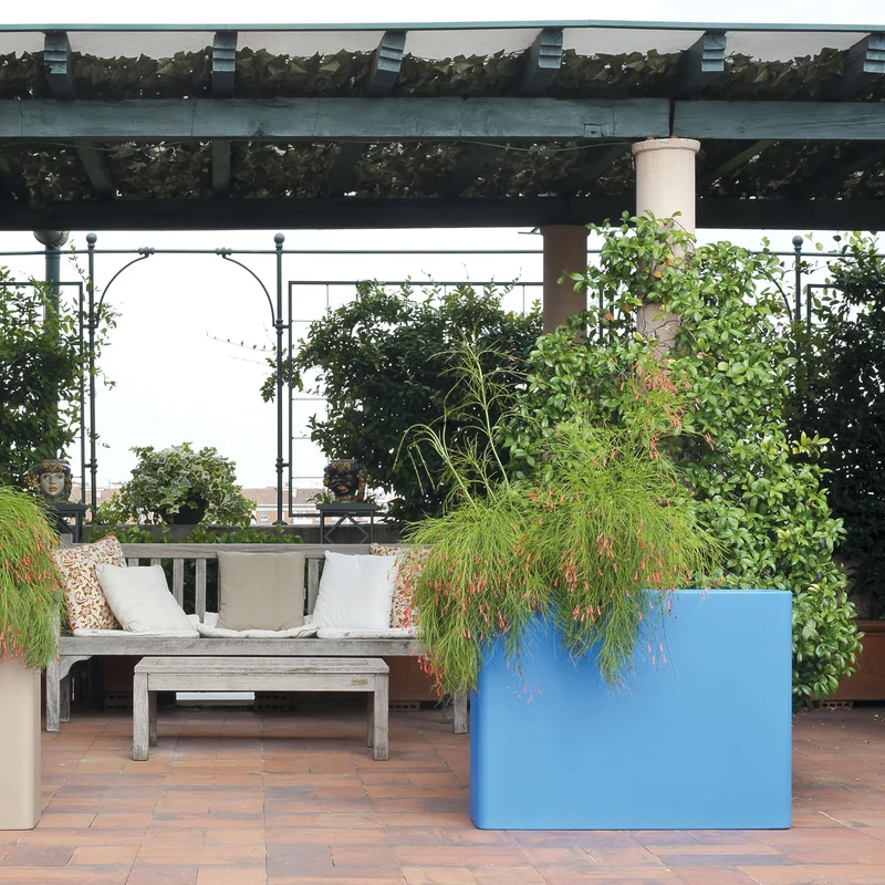 Outdoor Rectangular Vase O/E with Light by Serralunga