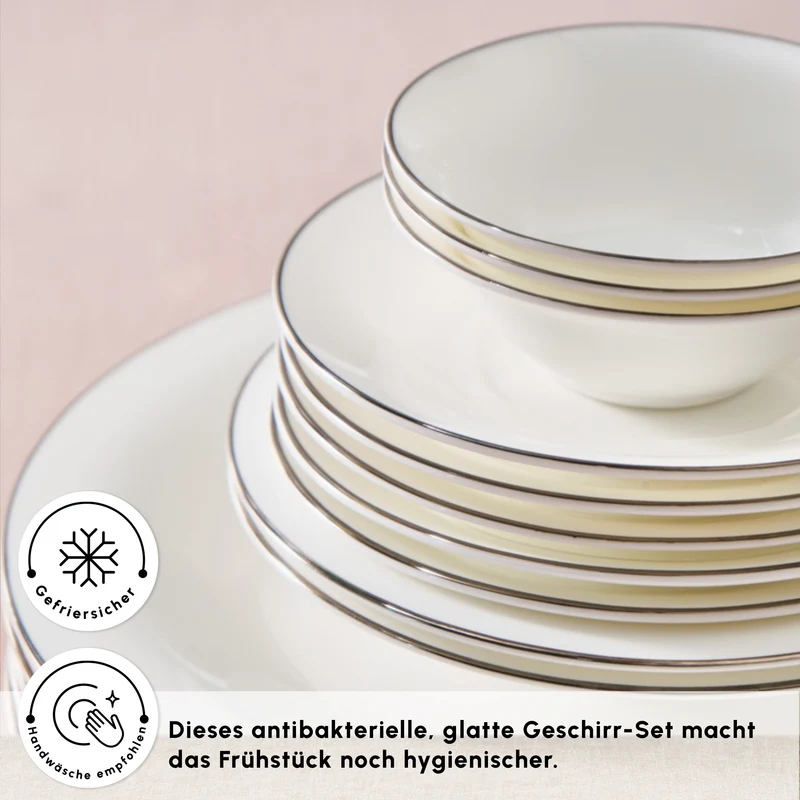 Karaca Fine Pearl New Fame Frühstücksset für 6 Personen, 26-teilig – Platin