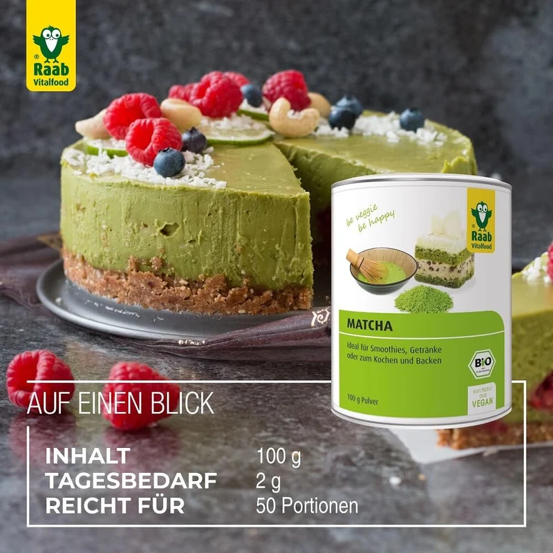 Raab Vitalfood Matcha Basic Grünteepulver Dose Bio 100g