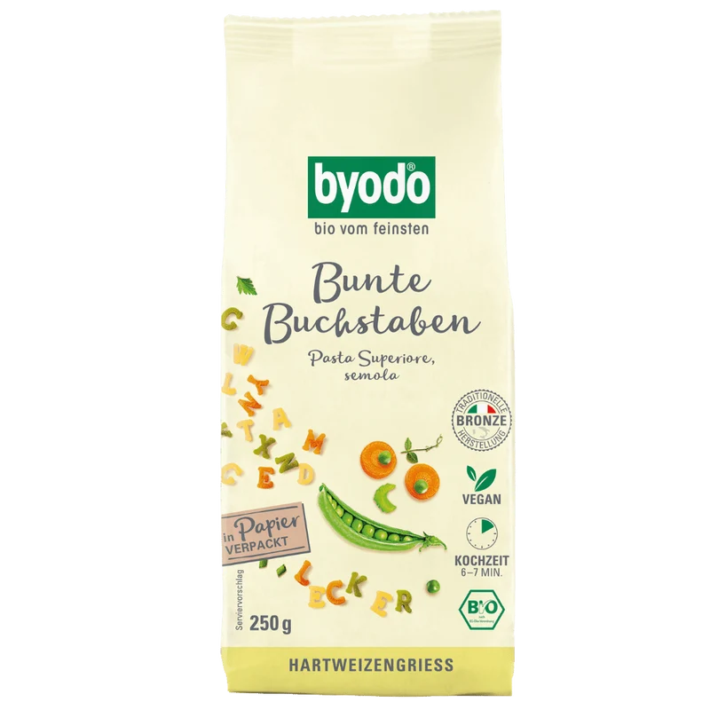 BYODO Buchstabennudeln semola bunt 250 g