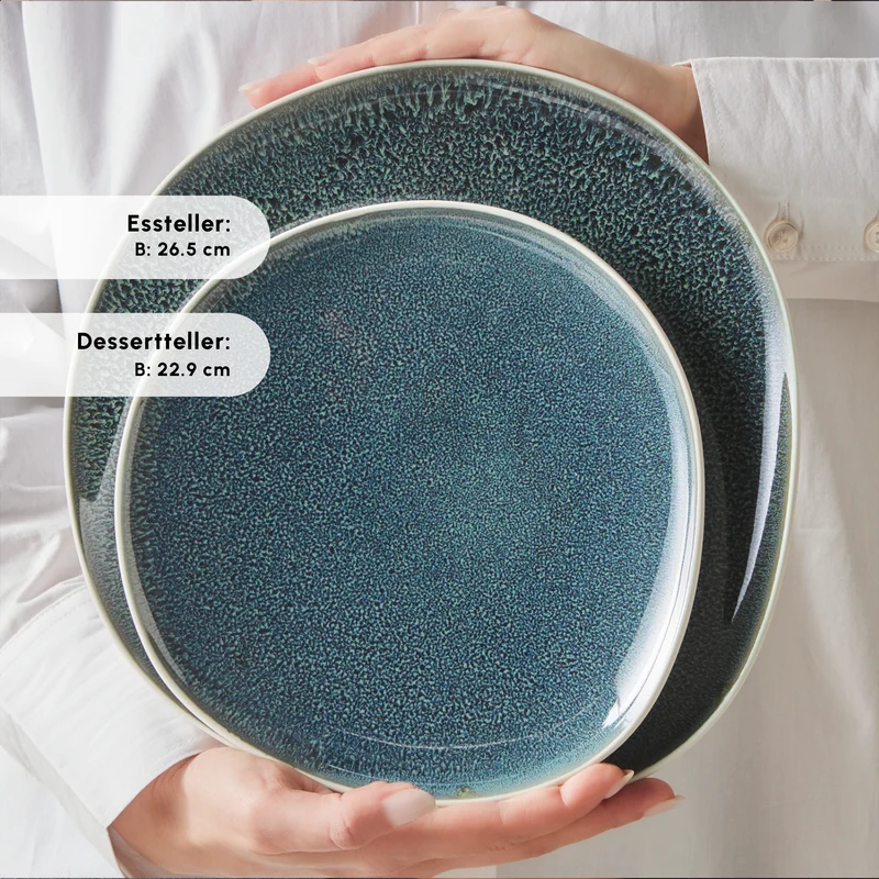 Karaca Earth Collection New Galactic Oscar Reactive Glaze 55-teiliges Tafelset für 12 Personen, Multi