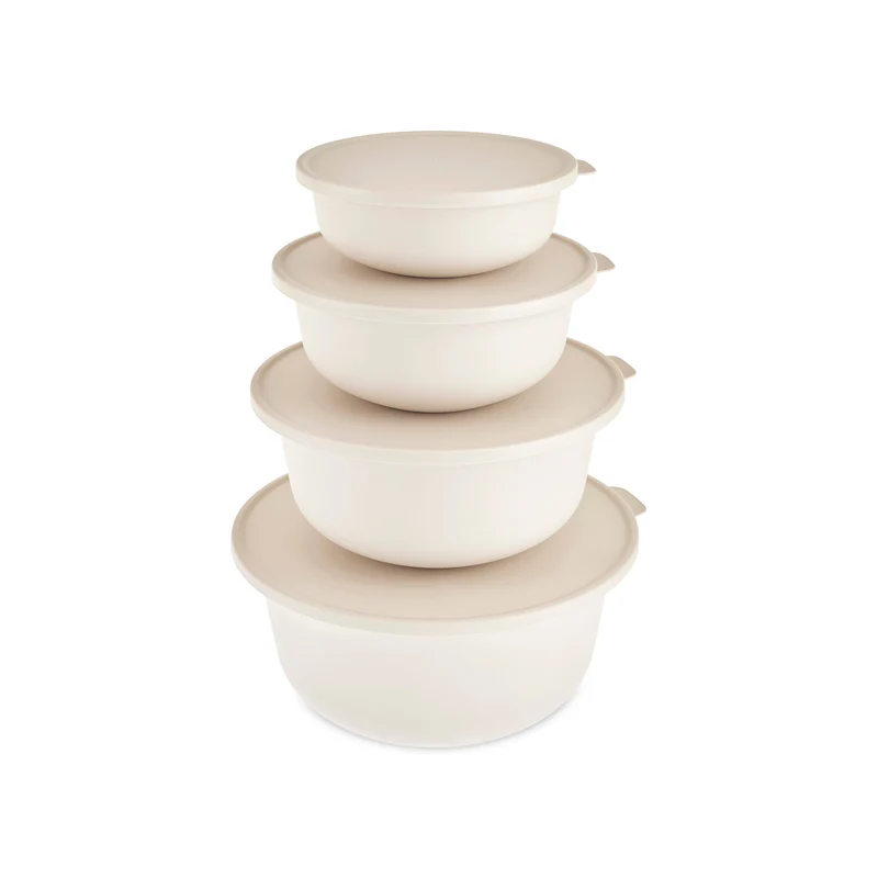 Karaca Forbs 4-teiliges 2 in 1 Aufbewahrungsbehälter-Set, Creme
