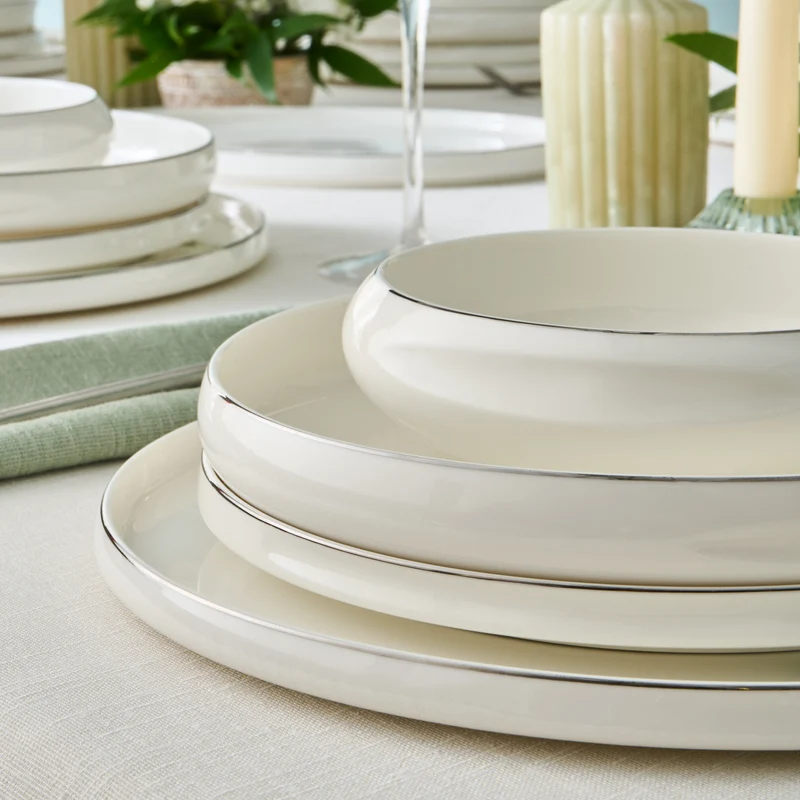 Karaca Stream Bone Sunset Platin, 53-teiliges 12-Personen-Geschirrset