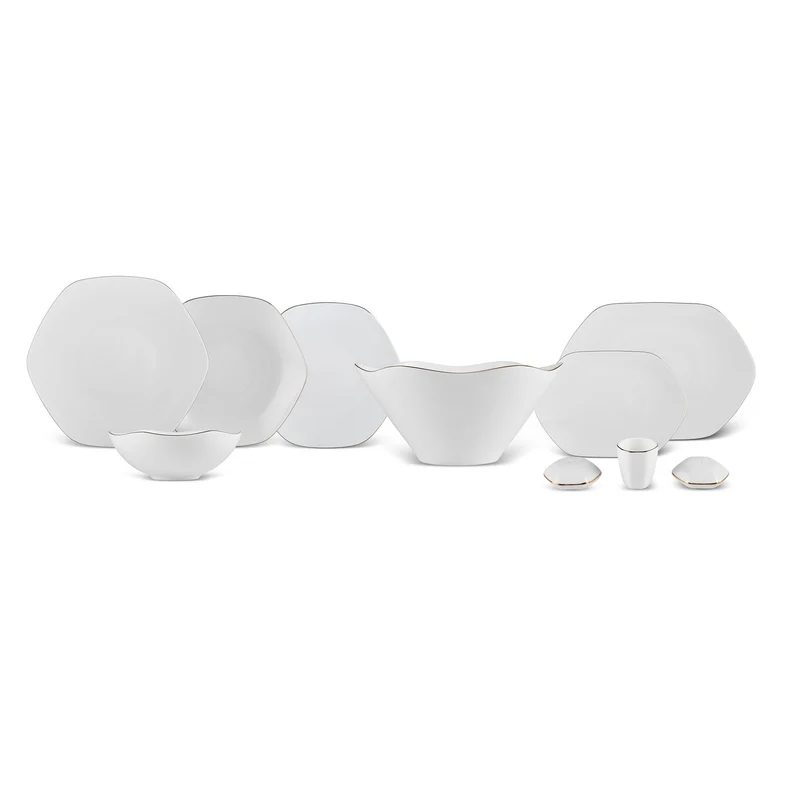 Karaca Fine Pearl Extra Hexagon, 61-teiliges 12-Personen-Geschirrset