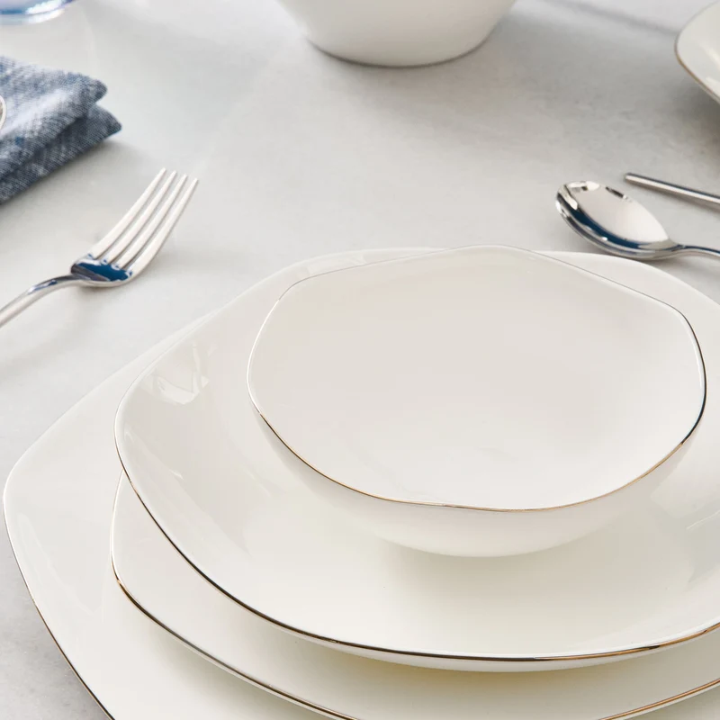 Karaca Fine Pearl Extra Hexagon, 61-teiliges 12-Personen-Geschirrset