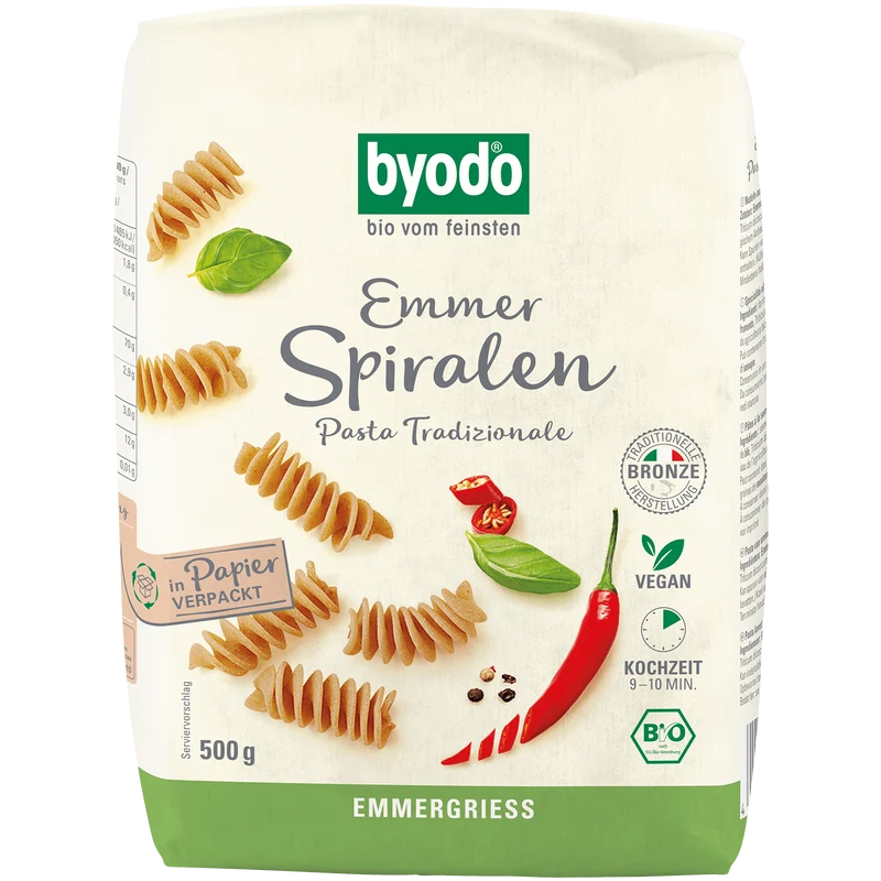 BYODO Spiralen Sommerdinkel 500g Bio