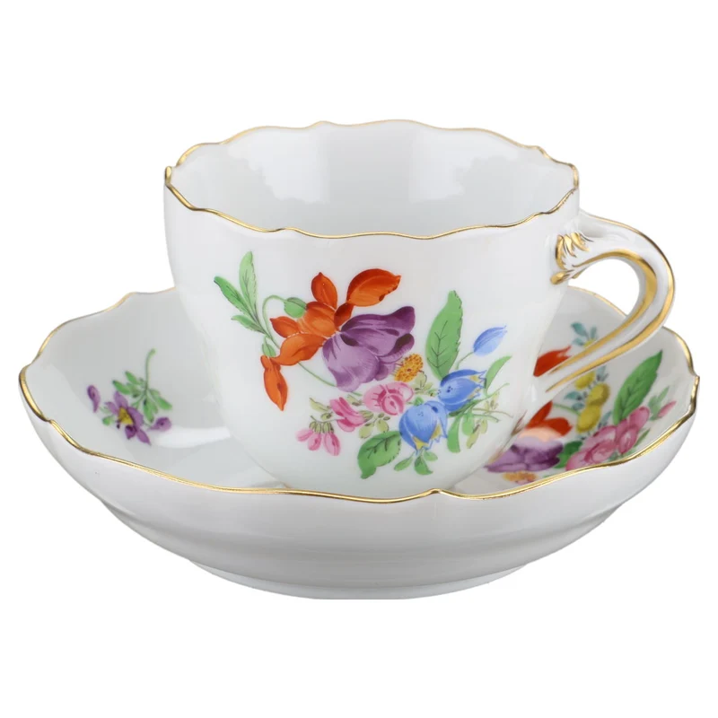 Mokka / Espressotasse mit Untere ohne Spiegel - Blüte Orange Lila