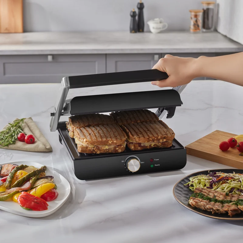 Homend Grilliant 1356H Inox-Gehäuse mit Gusseisenplatten Sandwich- und Grillmaschine