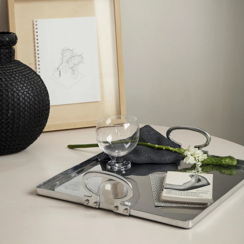 Polished Aluminum Tray COLONY by Aldo Cibic for Paola C