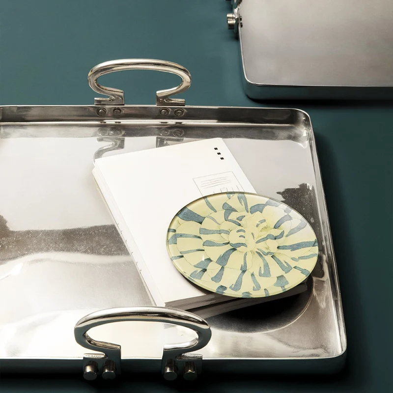 Polished Aluminum Tray COLONY by Aldo Cibic for Paola C