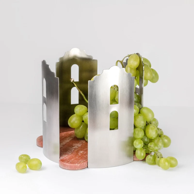 Marble and Steel Centrepiece QUATTROCANTI by Gabriele D'Angelo