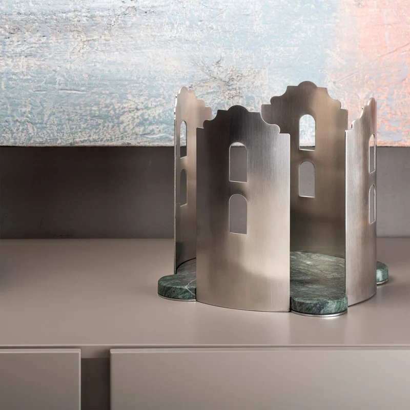 Marble and Steel Centrepiece QUATTROCANTI by Gabriele D'Angelo
