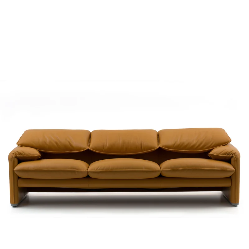 Leather Three-Seater Sofa MARALUNGA, designed by Vico Magistretti for Cassina
