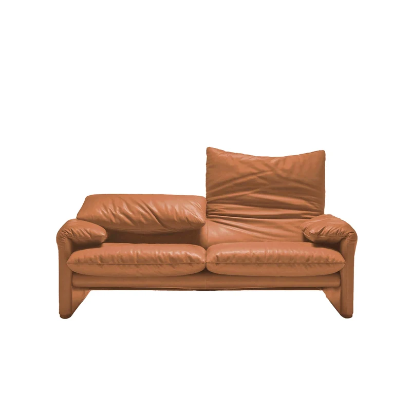 Leather Two-Seater Sofa MARALUNGA, designed by Vico Magistretti for Cassina