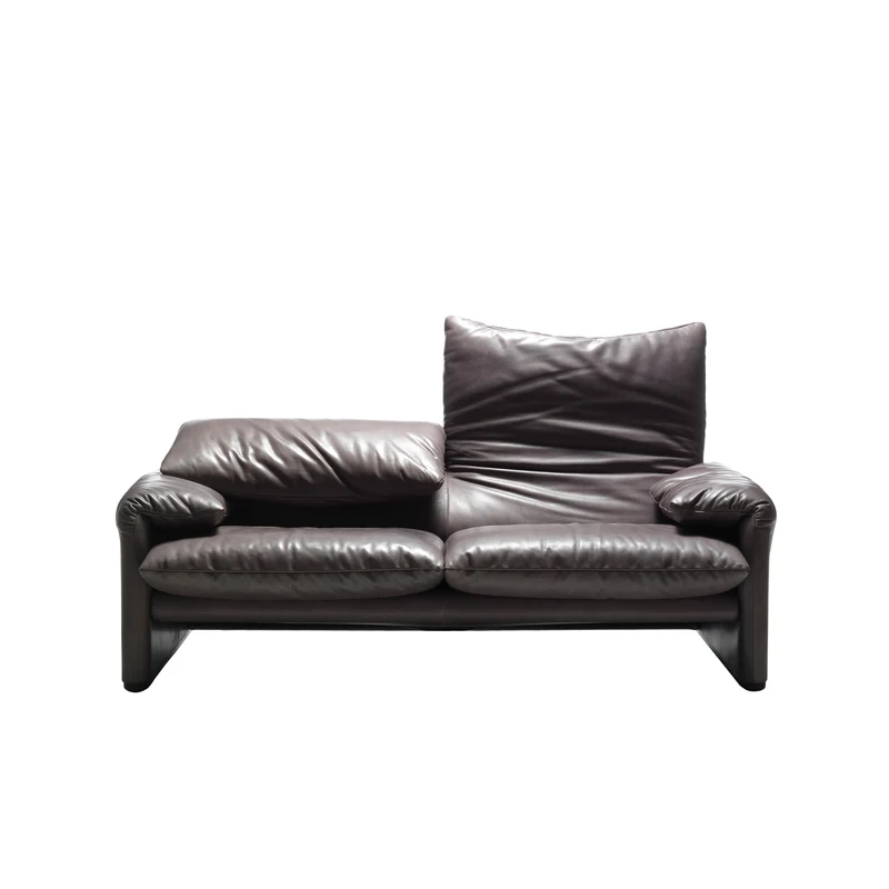 Leather Two-Seater Sofa MARALUNGA, designed by Vico Magistretti for Cassina