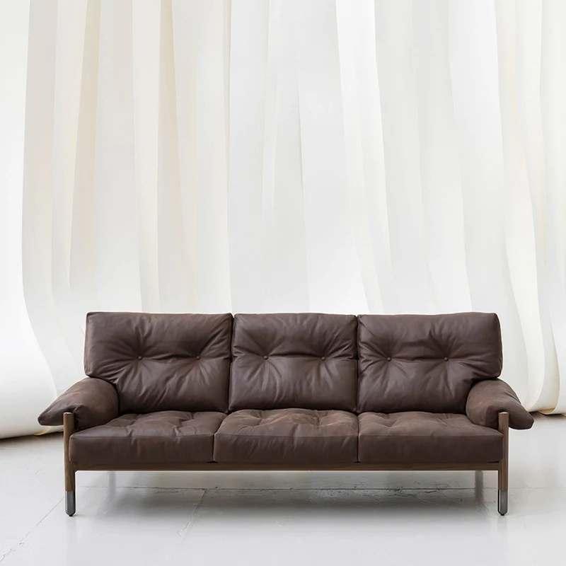 Leather Three-Seater Sofa SELLA by Carlo de Carli for Tacchini