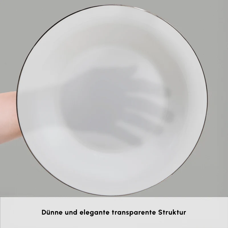 Karaca Fine Pearl Fame 58-teiliges Tafelservice für 12 Personen, Platin