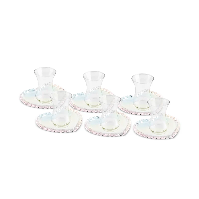Karaca Rory 12-teiliges Glas Türkisches Teeset für 6 Personen, 14 cm