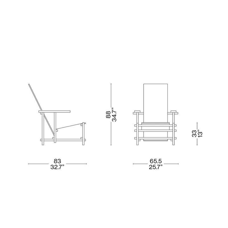 Armchair RED AND BLUE, designed by Gerrit T. Rietveld for Cassina