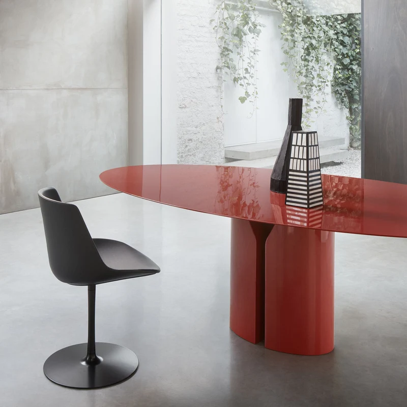 Oval Table NVL TABLE Red by Jean Nouvel Design for MDF Italia