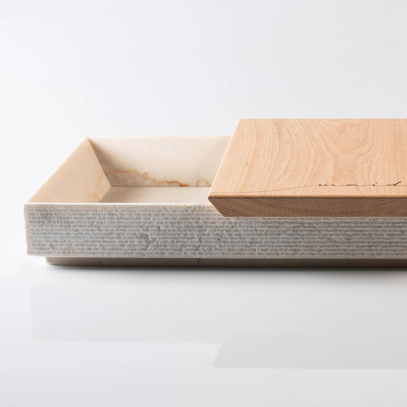 Marble and Wood Tray MAIDDA by Margherita Alioto and Mimma Occhino