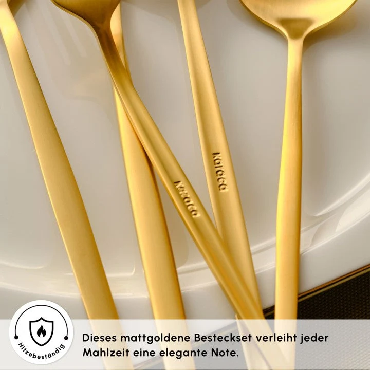 Karaca Orion Matte Gold 12-Personen 60-Teiliges Besteckset