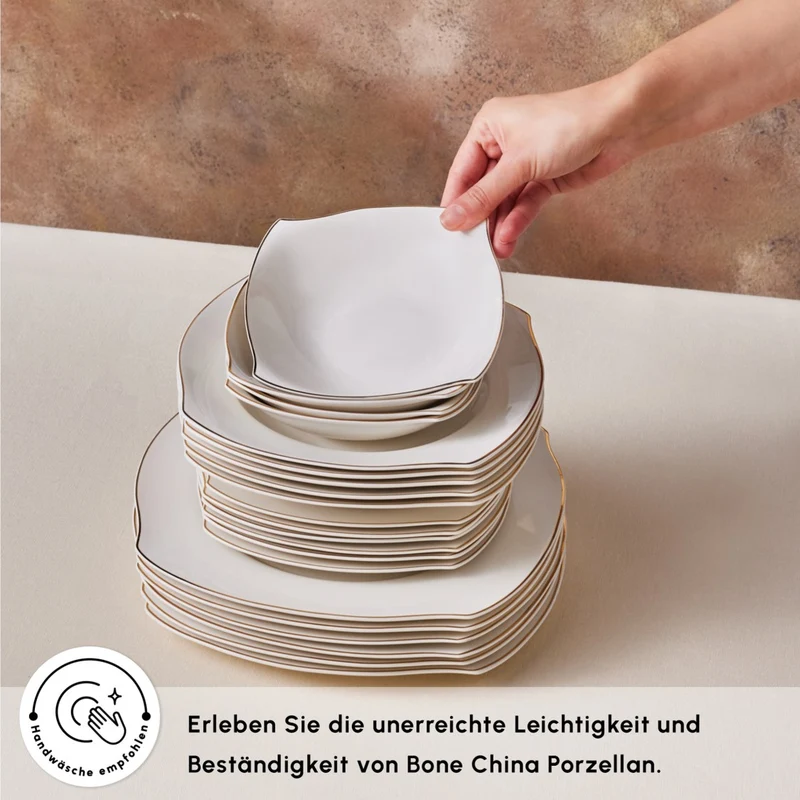 Wave 53-Teiliges Geschirrset für 12-Personen in Gold