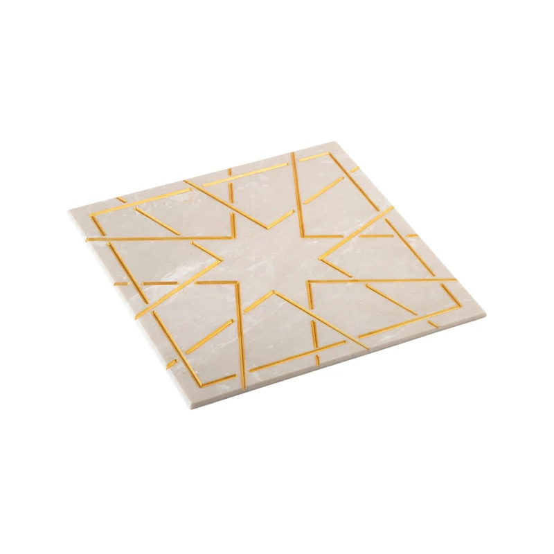 Marble and Gold Square Charger Plate PALATINA by Gabriele D'Angelo