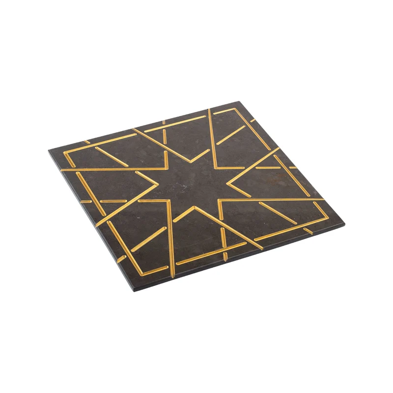 Marble and Gold Square Charger Plate PALATINA by Gabriele D'Angelo