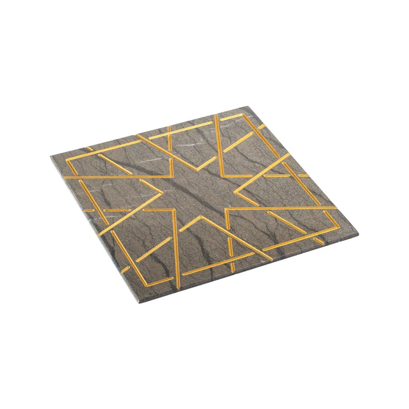 Marble and Gold Square Charger Plate PALATINA by Gabriele D'Angelo