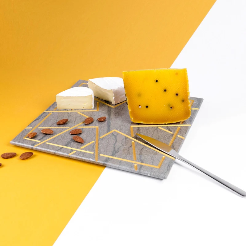 Marble and Gold Square Charger Plate PALATINA by Gabriele D'Angelo
