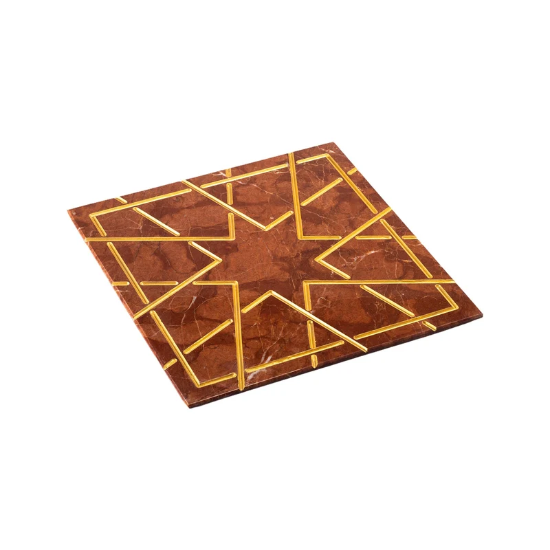 Marble and Gold Square Charger Plate PALATINA by Gabriele D'Angelo
