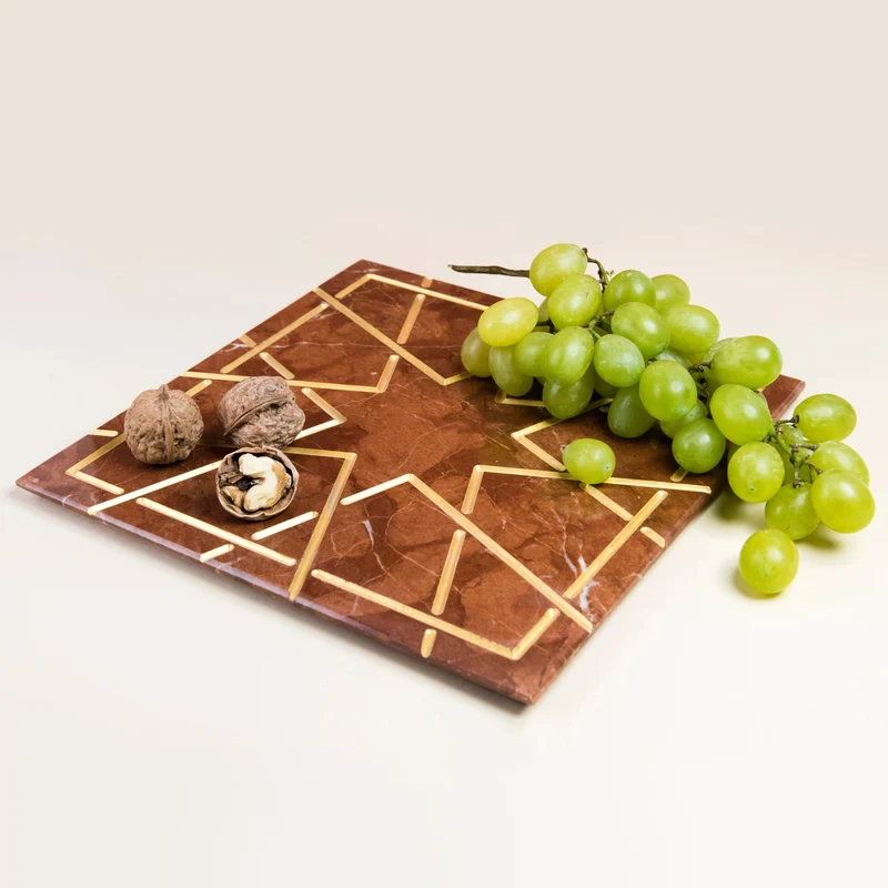 Marble and Gold Square Charger Plate PALATINA by Gabriele D'Angelo