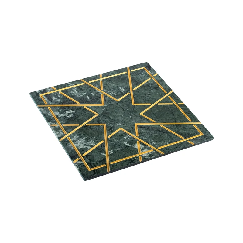 Marble and Gold Square Charger Plate PALATINA by Gabriele D'Angelo