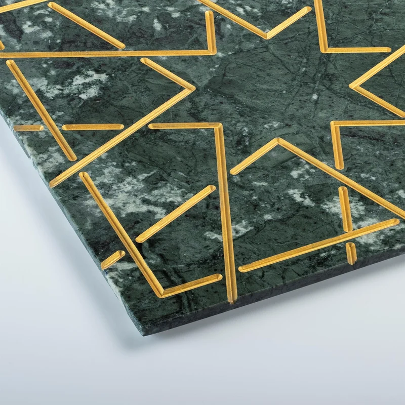 Marble and Gold Square Charger Plate PALATINA by Gabriele D'Angelo