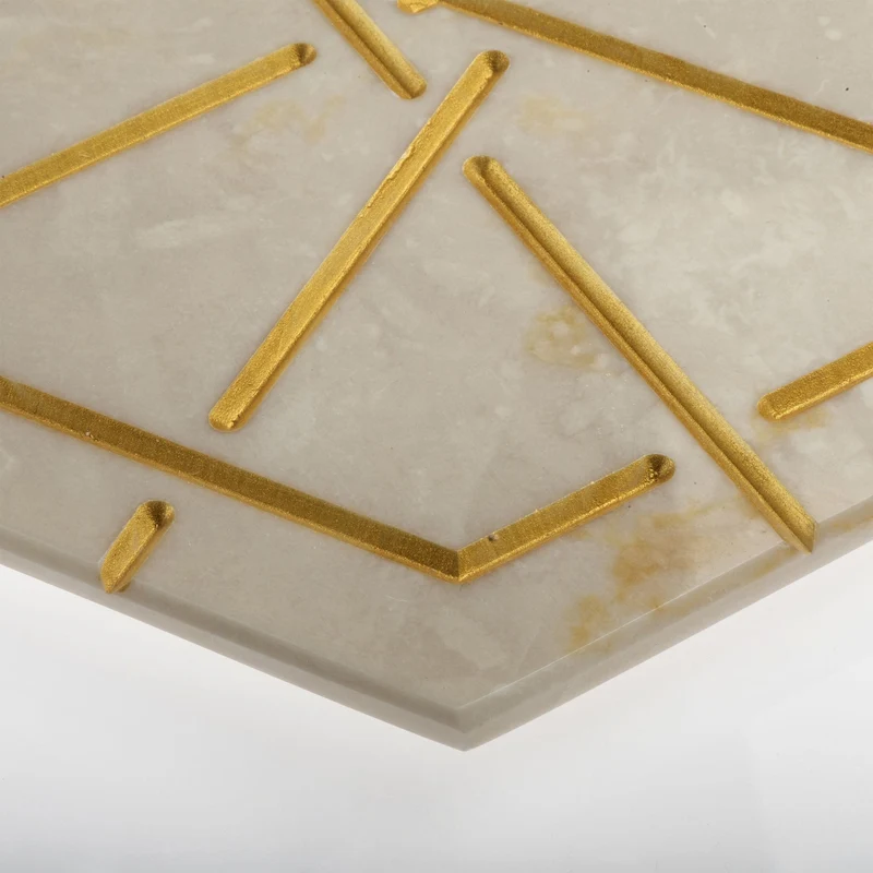 Marble and Gold Hexagonal Charger Plate PALATINA by Gabriele D'Angelo