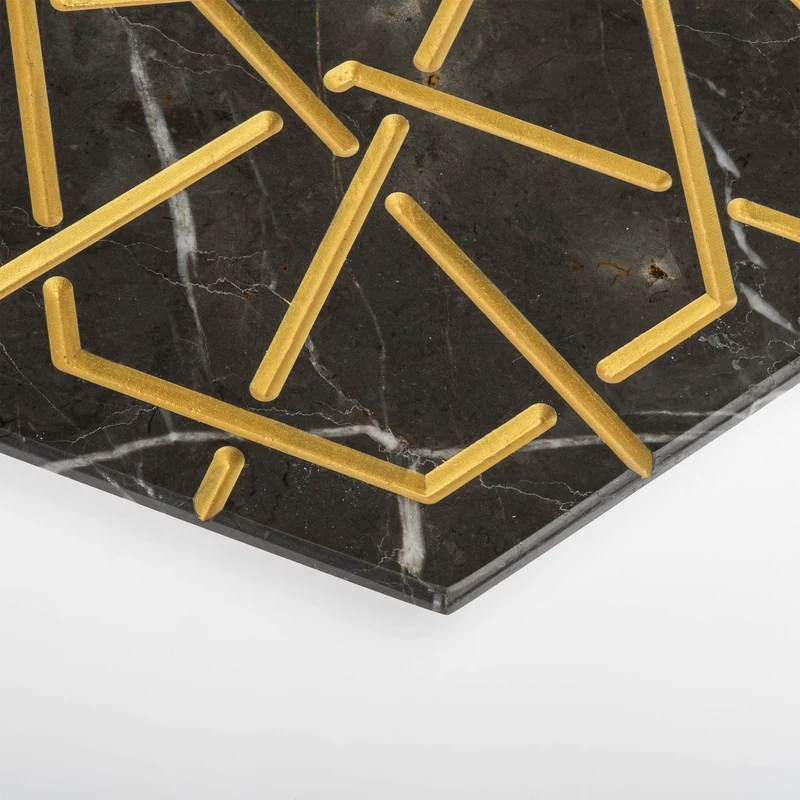 Marble and Gold Hexagonal Charger Plate PALATINA by Gabriele D'Angelo