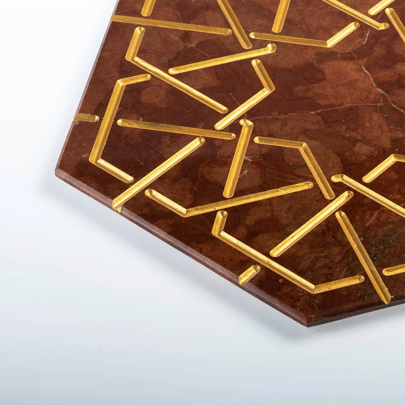 Marble and Gold Hexagonal Charger Plate PALATINA by Gabriele D'Angelo