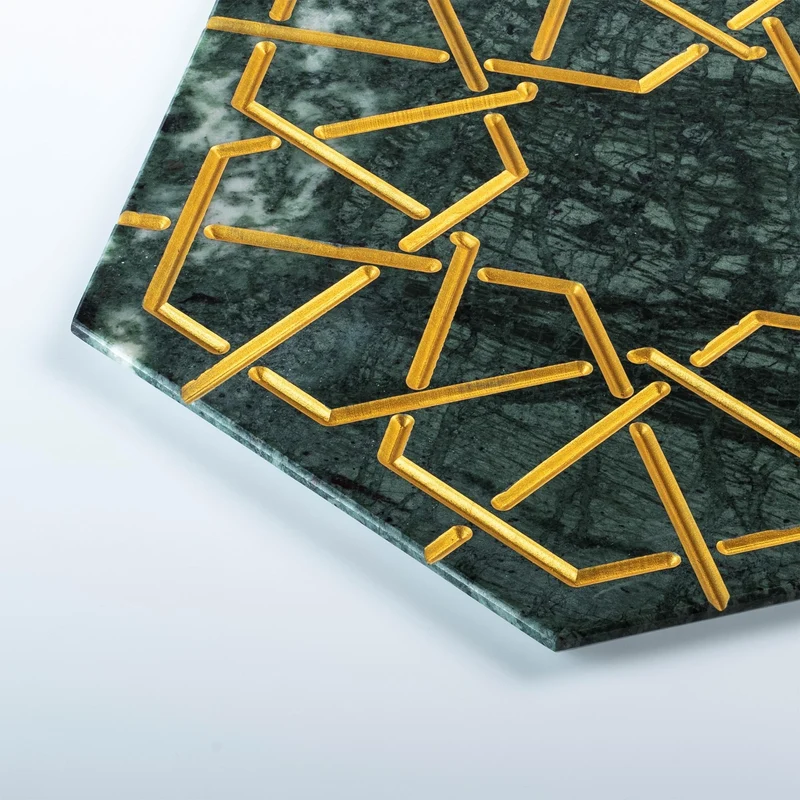 Marble and Gold Hexagonal Charger Plate PALATINA by Gabriele D'Angelo